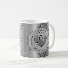 Caneca De Café 25 Silver Casamento de Aniversário Mug