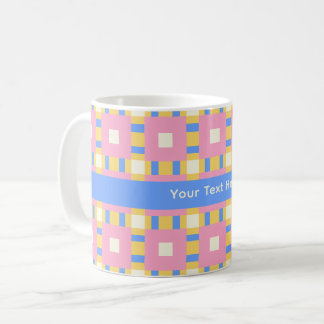 Caneca De Café 26038B Geométrico Medalhão Quadrado Rosa Amarelo A