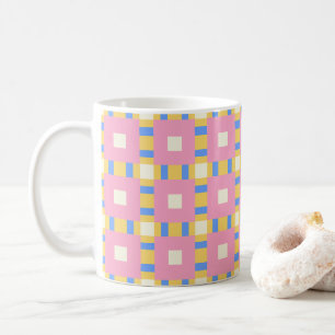Caneca De Café 26038B Medalhão Geométrico Quadrado Rosa Amarelo A
