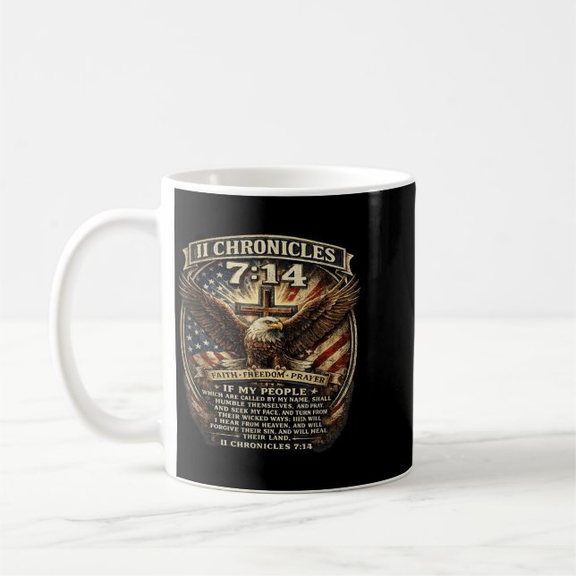 Caneca De Café 2 Crônicas 7_14 Fé Cristã Patriótica (Esquerda)