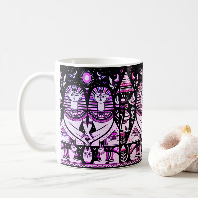 Caneca De Café 2 egípcios com gatos (Com Donut)