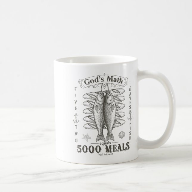Caneca De Café 2 Fishes 5 Breads Jesus Feeds The 5000 Christian B (Direita)