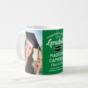 Caneca De Café 2 Fotos Parabéns Formatura Verde e Branco