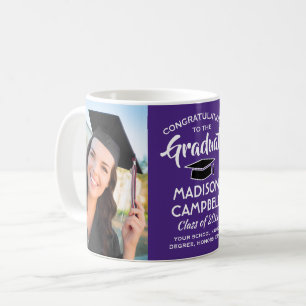Caneca De Café 2 Fotos Parabéns Graduação Roxo e Branco