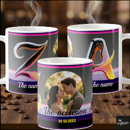 Caneca De Café 2 letras, 2 nomes, uma ocasião, uma imagem e data