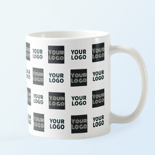 Caneca De Café 2 Logotipos Simples Logotipo Repetitivo Branco