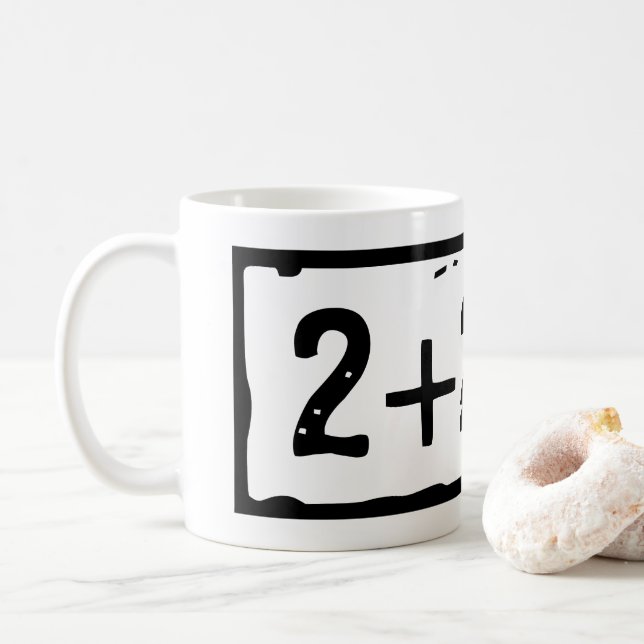 Caneca De Café 2 mais 2 é igual a 5 (Com Donut)