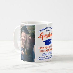 Caneca De Café 2 Parabéns para graduação em laranja moderno e 