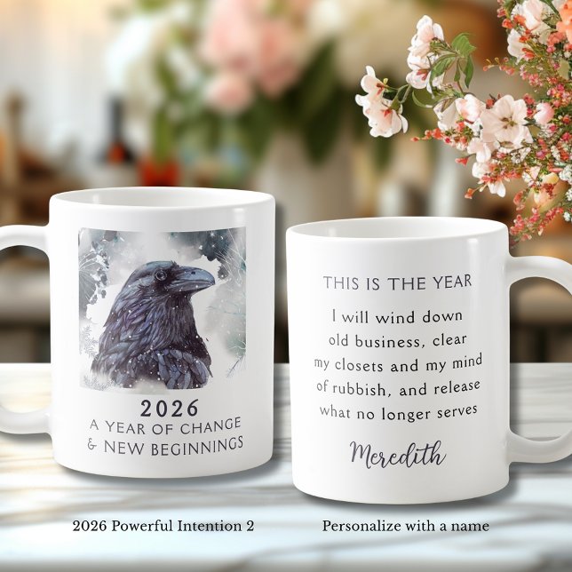 Caneca De Café 2. Raven 2026 Year of Change Powerful Intention (Raven 2026 Year of Change and New Beginnings Powerful Intention 2 Coffee Mug)