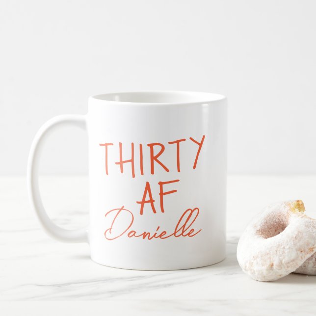 Caneca De Café 30 AF aniversário de 30 anos Funny Personalizado (Com Donut)