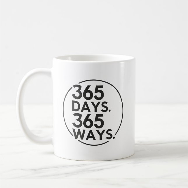 Caneca De Café 365 Dias, 365 Maneiras - Sucesso, Gym, Hustle, Gri (Esquerda)