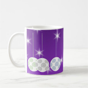 Caneca De Café 3 Baubles brancos do Natal do design do