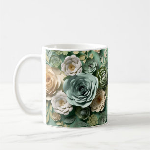 Caneca De Café 3 D Flor Verde