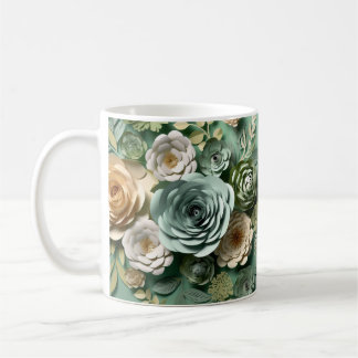Caneca De Café 3 D Flor Verde