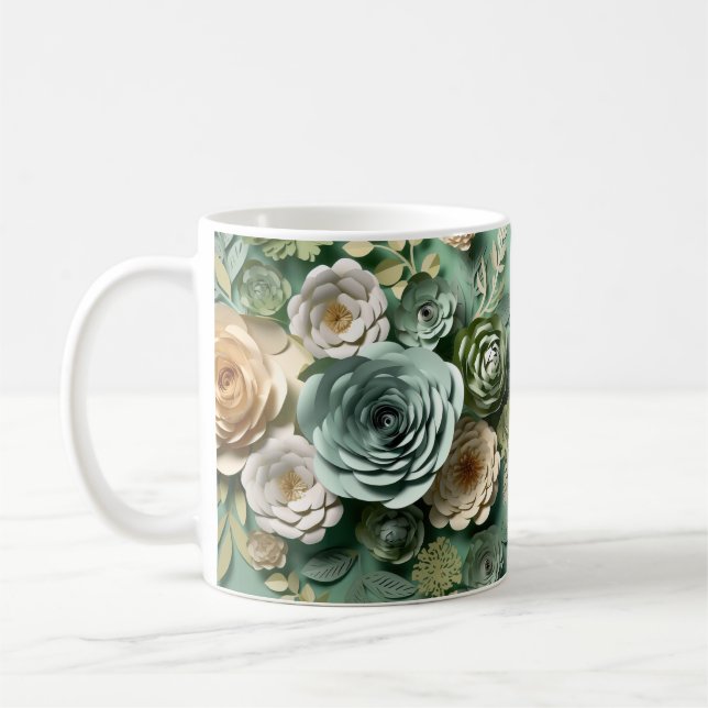 Caneca De Café 3 D Flor Verde (Esquerda)