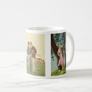 Caneca De Café 3 Diferentes Recém-Casados Românticos Vintage Art 