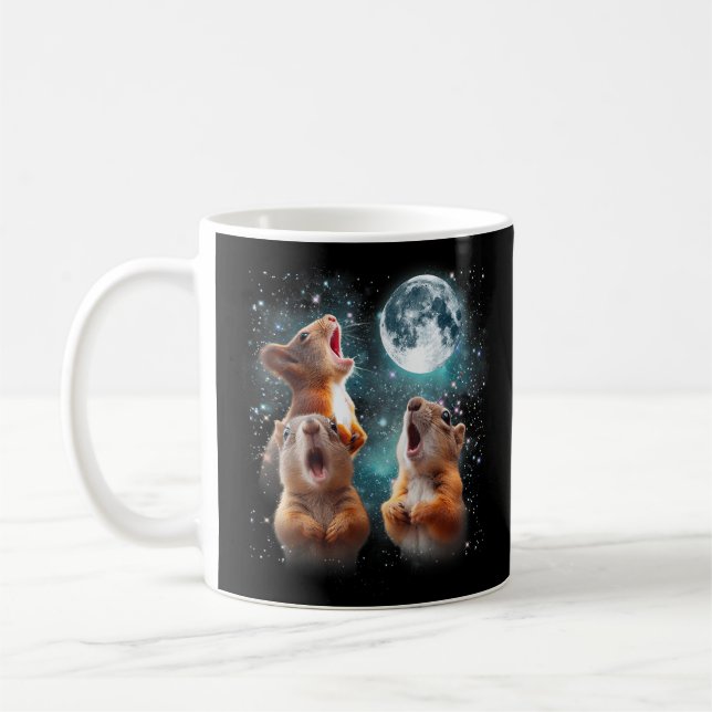 Caneca De Café 3 Esquilo Moon Howling Cabeça de Esquilo Engraçado (Esquerda)