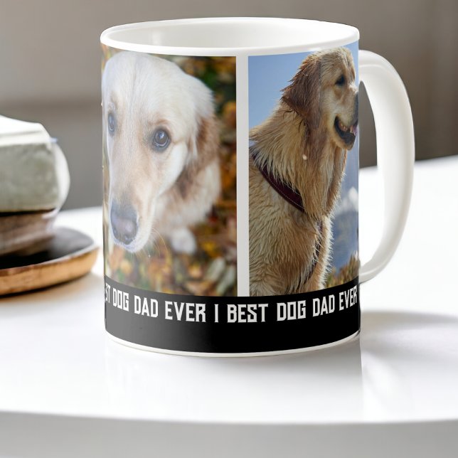 Caneca De Café 3 Fotografias do Melhor Pai De Cães Nunca (3 Photo Best Dog Dad Ever Coffee Mug from Ricaso. Add own photos & text. Great Father's day gift )