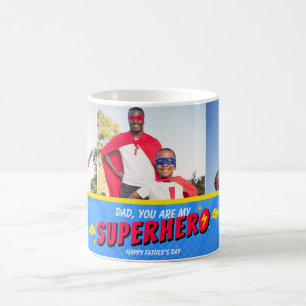 Caneca De Café 3 Fotos Café Dia dos Pais Super-Herói de Desenho A