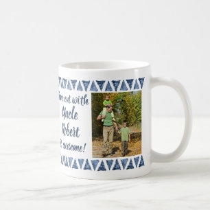 Caneca De Café 3 Fotos & Tipografia Personalizada - Borda Azul Ti
