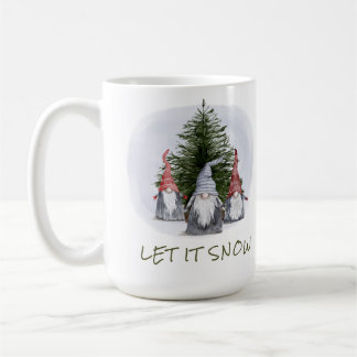 Caneca De Café 3 Gnomo de Natal Deixe a neve cair
