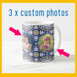 Caneca De Café 💛💙3 imagens e texto, Azulejo Mediterrâneo