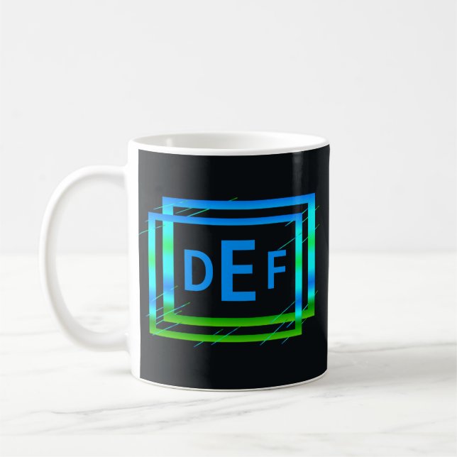 Caneca De Café 3 Monograma inicial - Letra azul verde geométrico (Esquerda)
