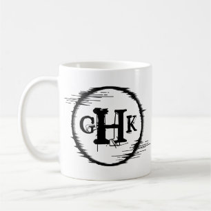 Caneca De Café 3 Monograma Inicial - Letra Círculo Distorcido