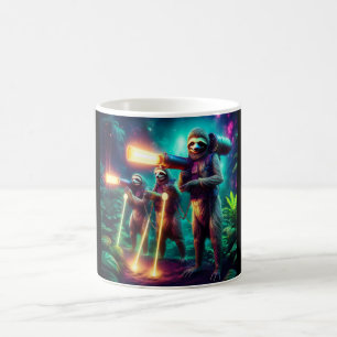 Caneca De Café 3 Operários de Preguiça Com Seus Lasers na Selva