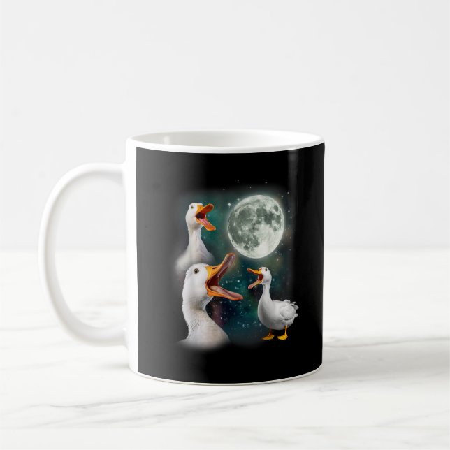 Caneca De Café 3 Patos Uivam Para a Lua Engraçado Estranho Assomb (Esquerda)