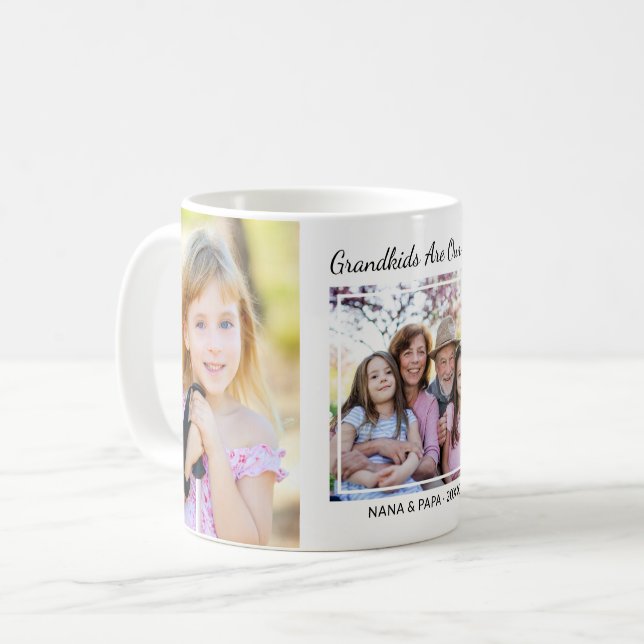 Caneca De Café 3 Photo Collage Grandkids Are Our Joy Nana Papa (Frente Esquerda)