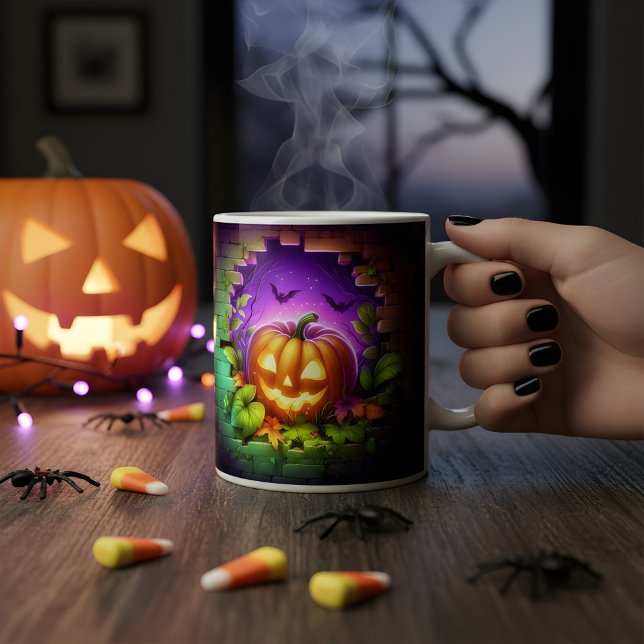 Caneca De Café 3d Design de Abóbora de Halloween (Criador carregado)