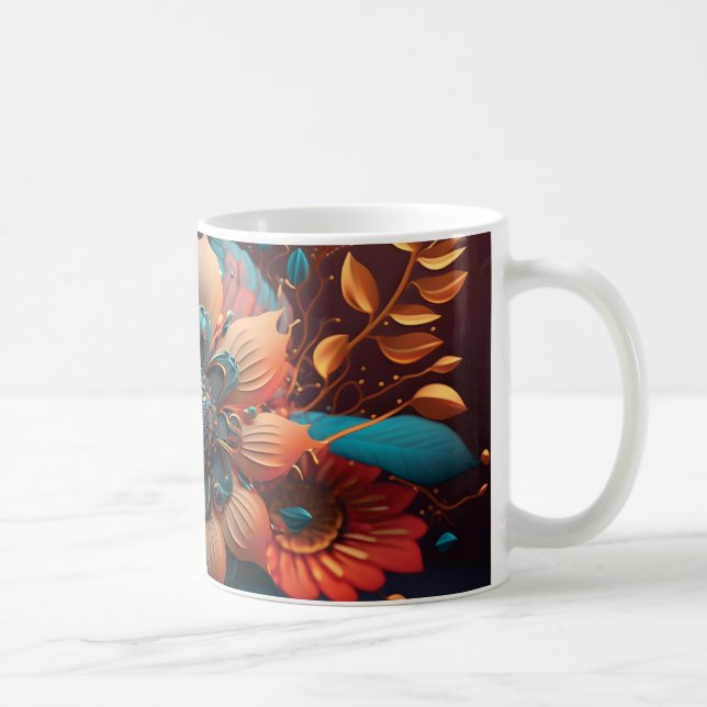Caneca De Café 3D Floral Mug (Direita)