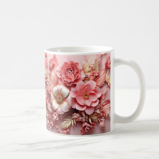 Caneca De Café 3D Floral Mug (Direita)