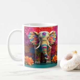 Caneca De Café 3D Parecendo Elefante Colorido Impresso