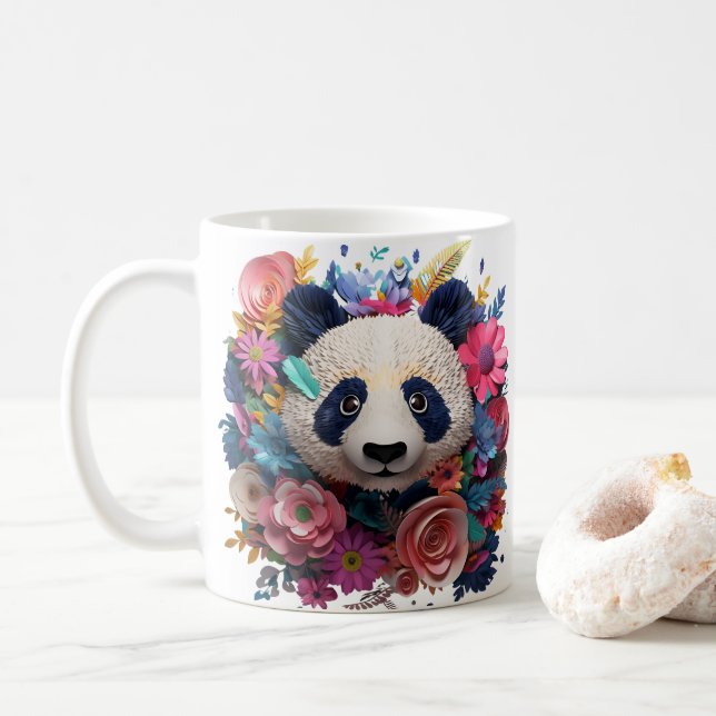 Caneca De Café 3D Parecendo Um Urso De Panda Impresso (Com Donut)