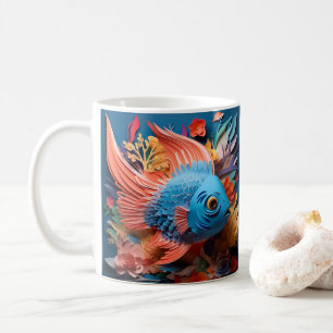 Caneca De Café 3D Parecido com Peixe Azul Impresso Tropical