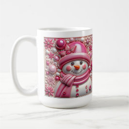 Caneca De Café 3D Pink Christmas Snowman