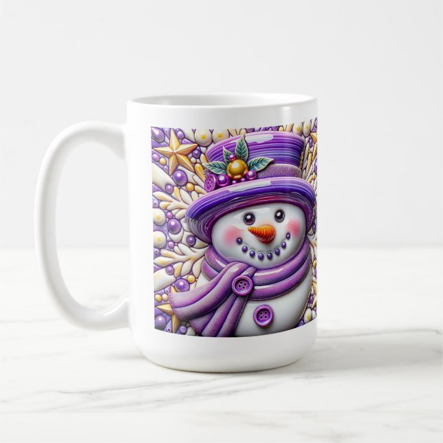 Caneca De Café 3D Purple Christmas Snowman (Esquerda)