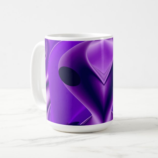 Caneca De Café 3D Sonhos Roxos Arco-Íris, Alienígena (Frente Esquerda)