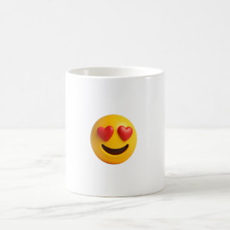 Caneca De Café 3d yellow smiling emoji face with heart shaped eye