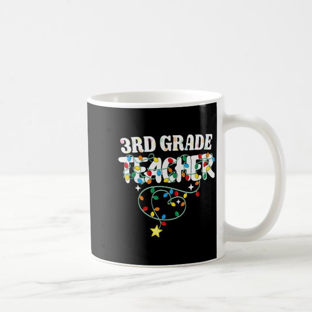 Caneca De Café 3rd Grade Teacher Christmas Lights Third Grade Tea (Direita)