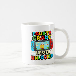 Caneca De Café 4º Ano Nível Desbloqueado Garotos Gamer Divertidos