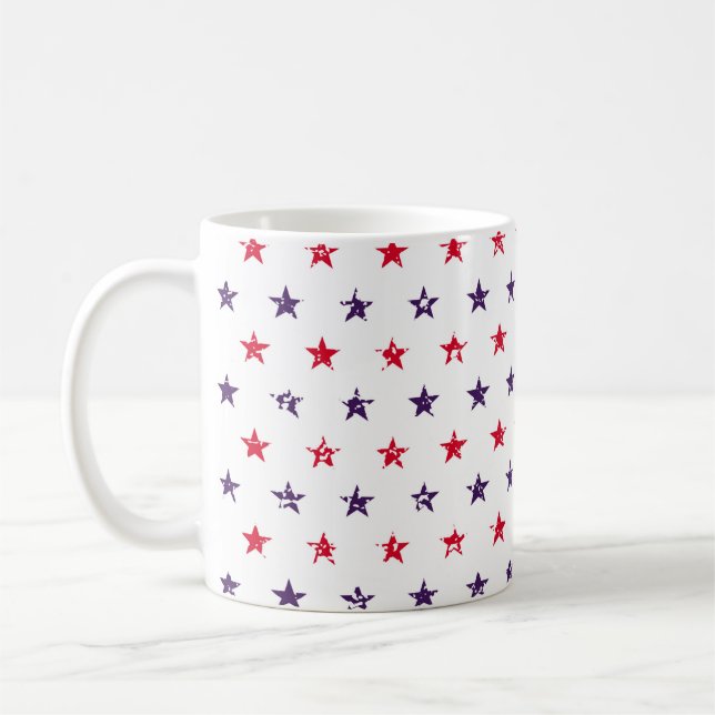 Caneca De Café 4º de julho Stars Grunge Abstrato Seamless Pattern (Esquerda)