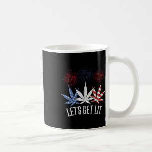 Caneca De Café 4º De Julho: Vamos Lit Weed Bandeira Americana