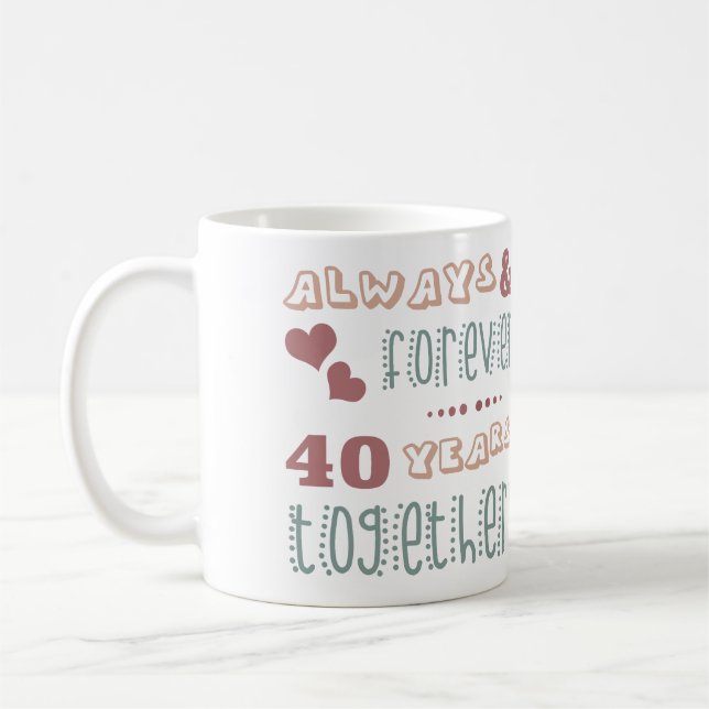 Caneca De Café 40º aniversário de casamento bonito (Esquerda)