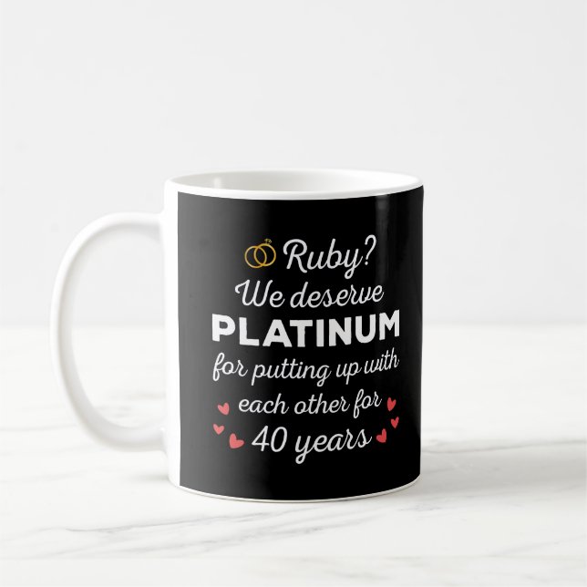 Caneca De Café 40º Aniversário do Casamento I - Casal Ruby Funny (Esquerda)