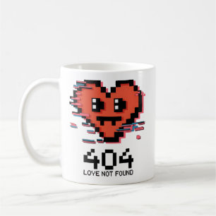 Caneca De Café 404 Amor Não Encontrado - Coração de Pixel Com Tel