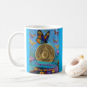 Caneca De Café 40 anos AA Parabéns de moedas Borboletas