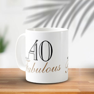 Caneca De Café 40 anos e Fabuloso Cumprimento de Aniversário em L
